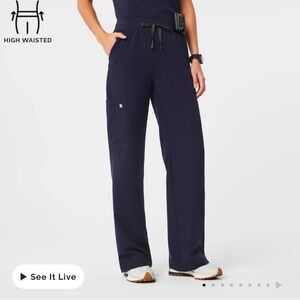 FIGs women’s scrub pants high waisted Yola Scrub Pants size MEDIUM TALL black